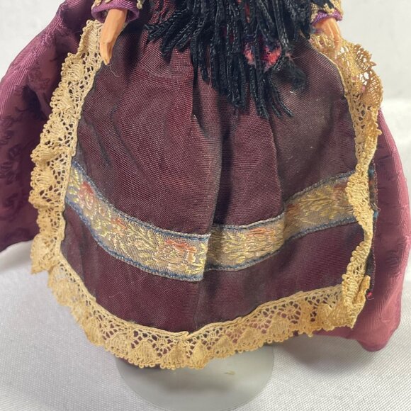 Vintage Handcrafted Folk Doll In Traditional Lace & Embroidered Dress With Stand - Picture 3 of 9